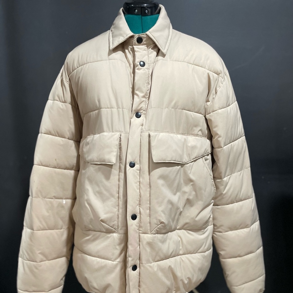 Zara Men’s Light puffer jacket / Tan / Large / Mint condition / Light